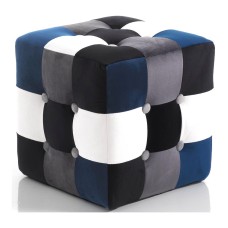 KALEIDOS Blue Pouf Quadri multicolor