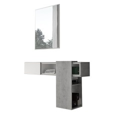 Mobile ingresso Play con elemento contenitore verticale con movimento scorrevole e specchiera 