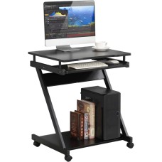  Scrivania Compatta per Computer con Ripiano Estraibile per Tastiera