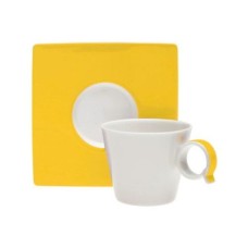 Tazzina con piattino decoro giallo