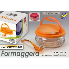 Porta formaggio in vetro con cucchiaino